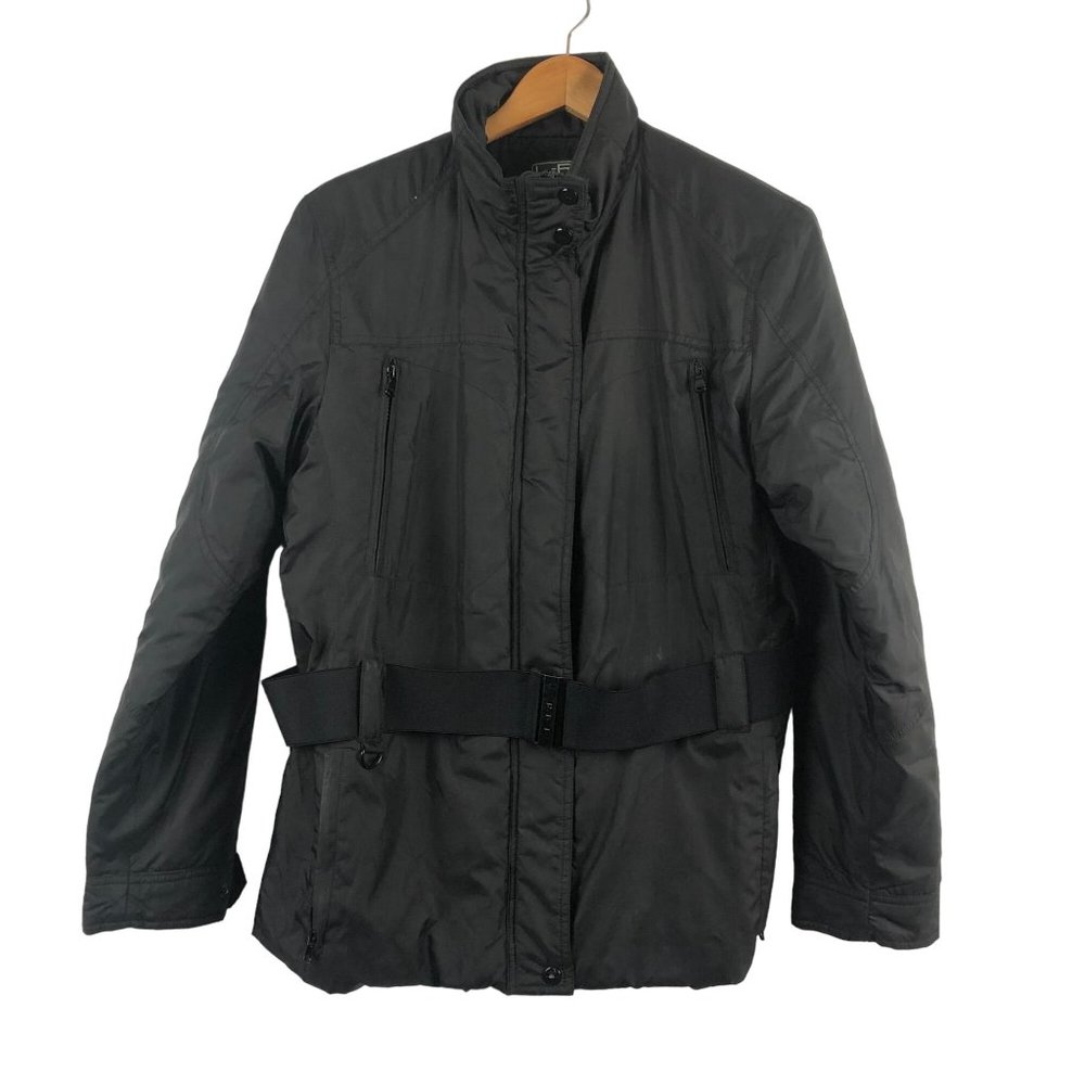 LRL Ralph Lauren Women's Size XL Black Full Zip Button Snap Belted Jacket Active